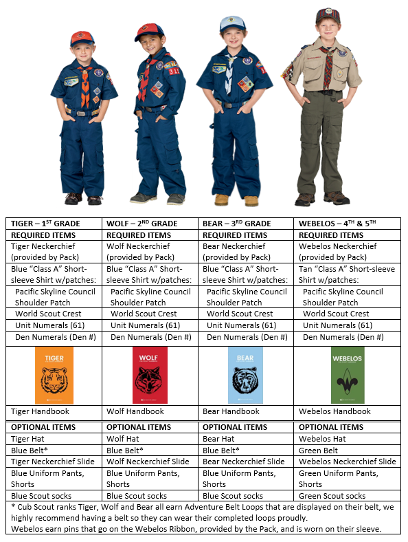 tiger scout class b uniform